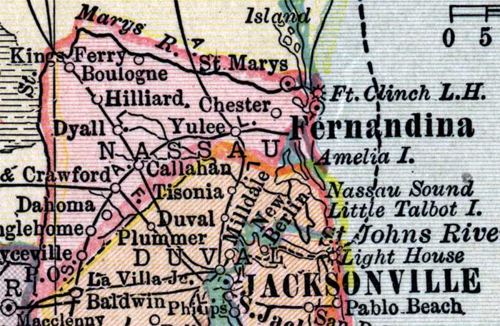 Map of Nassau County, Florida, 1916