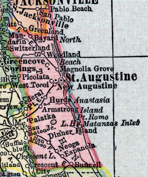 Map of St. Johns County, Florida, 1916