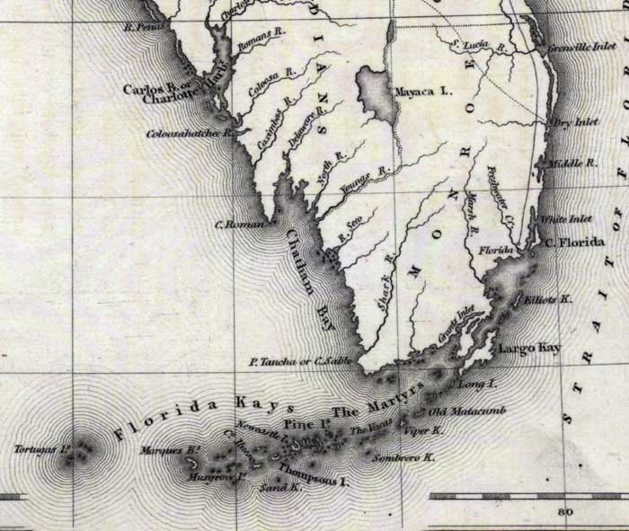 Map of Monroe County, Florida, 1832