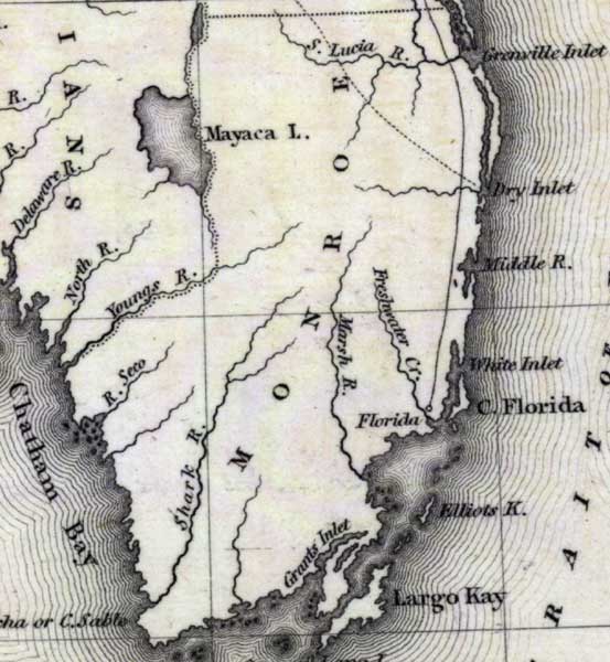 Map of Monroe County, Florida, 1832