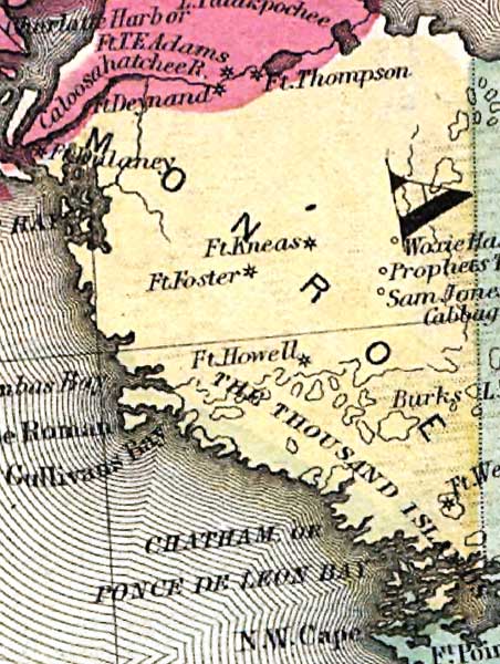 Map of Monroe County, Florida, 1860