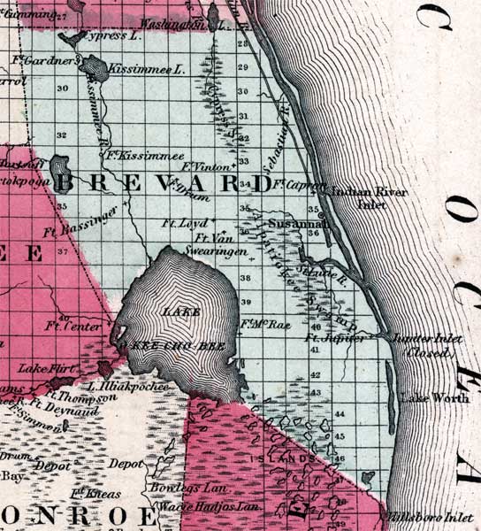Map of Brevard County, Florida, 1863
