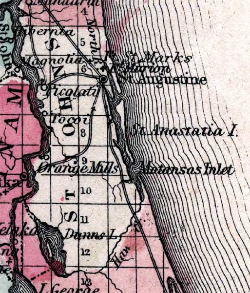 Map of St. Johns County, Florida, 1863