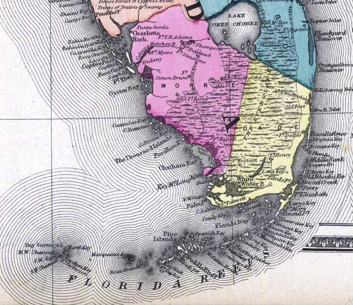 Map of Monroe County, Florida, 1873