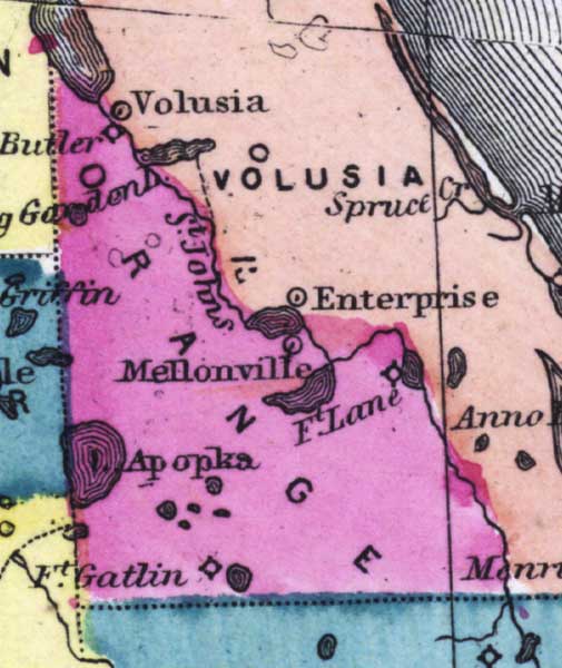 Map of Orange County, Florida, 1873