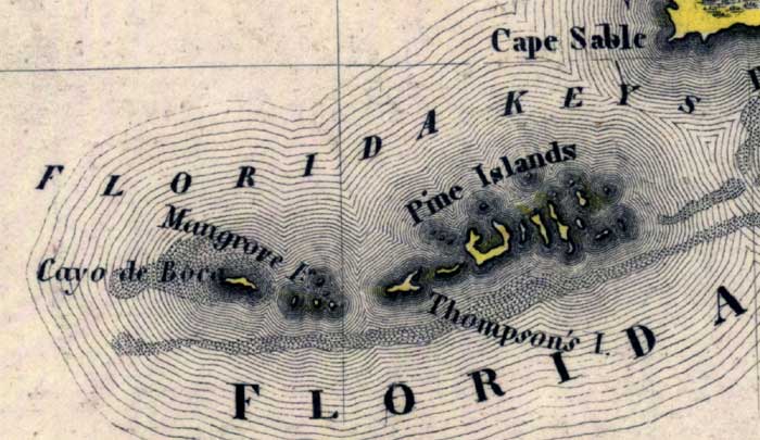 Map of Monroe County, Florida, 1845