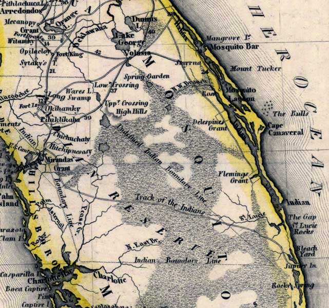 Map of Orange County, Florida, 1845