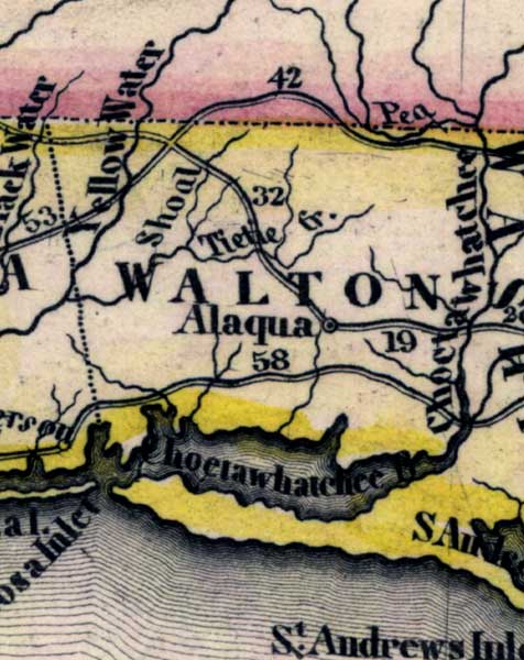Map of Walton County, Florida, 1845