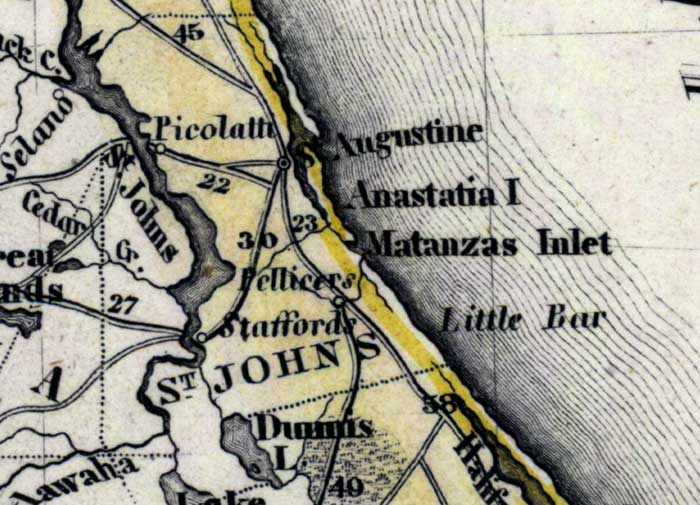 Map of St. Johns County, Florida, 1850