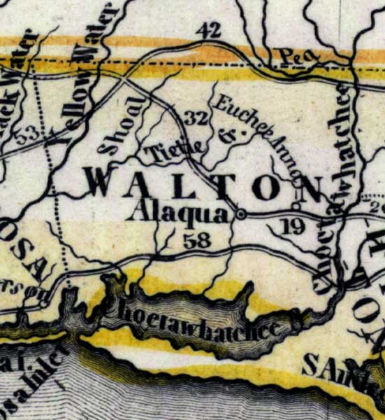 Map of Walton County, Florida, 1850