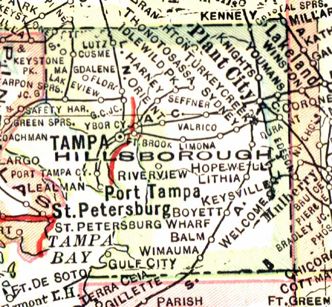 Map of Hillsborough County, Florida, 1916