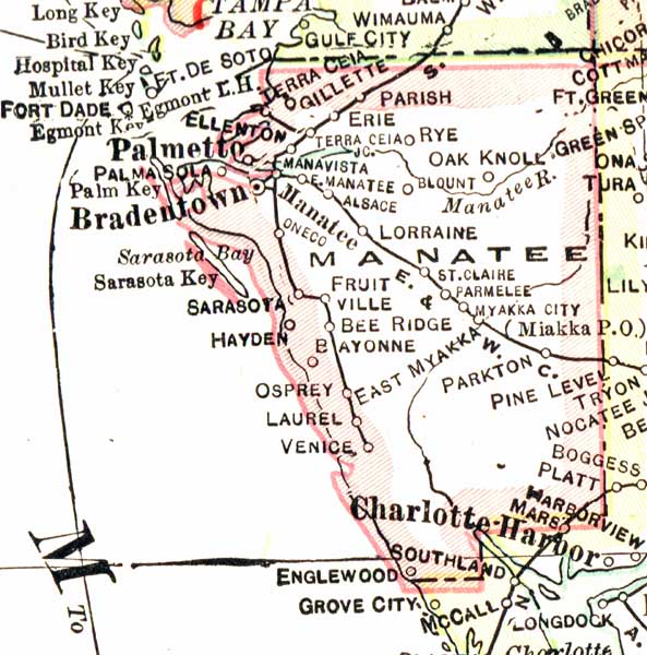 Map of Manatee County, Florida, 1916