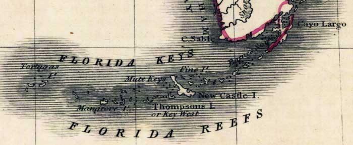 Map of Monroe County, Florida, 1835
