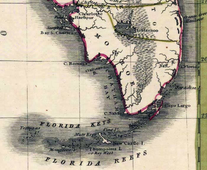 Map of Monroe County, Florida, 1835