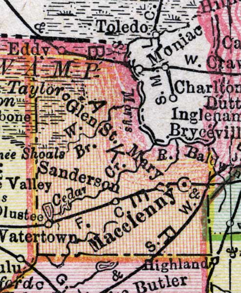 Map of Baker County, Florida, 1900