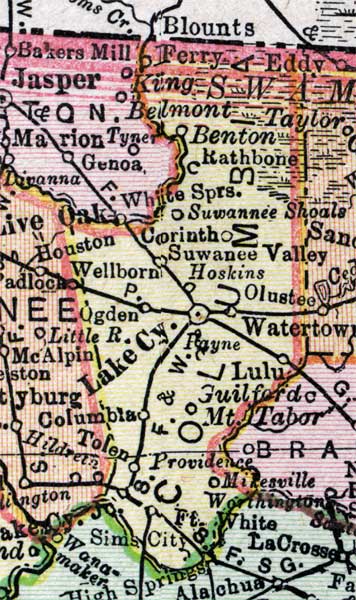 Map of Columbia County, Florida, 1900