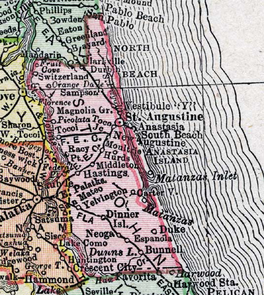 Map of St. Johns County, Florida, 1900