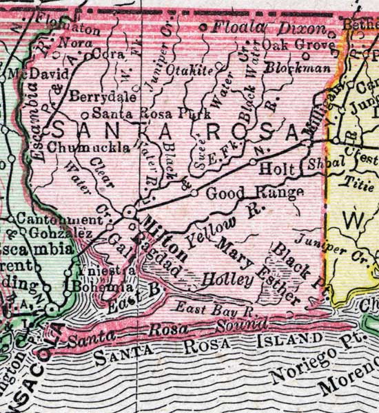 Map of Santa Rosa County, Florida, 1900