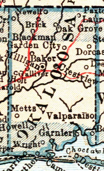 Map of Okaloosa County, Florida, 1921