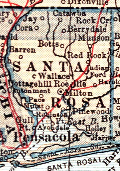 Map of Santa Rosa County, Florida, 1921