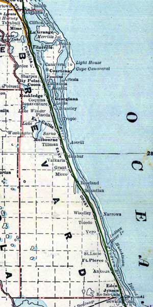 Map of Brevard County, Florida, 1890s