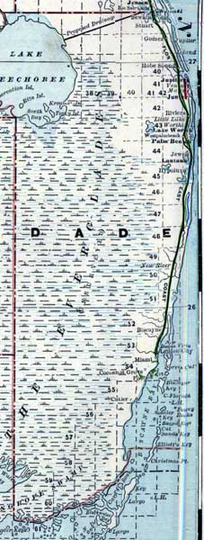 Map of Miami-Dade County, Florida, 1890s