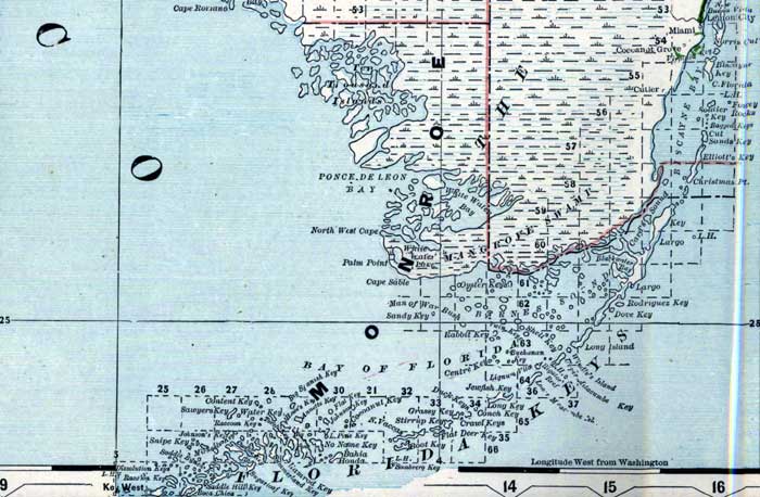 Map of Monroe County, Florida, 1890s