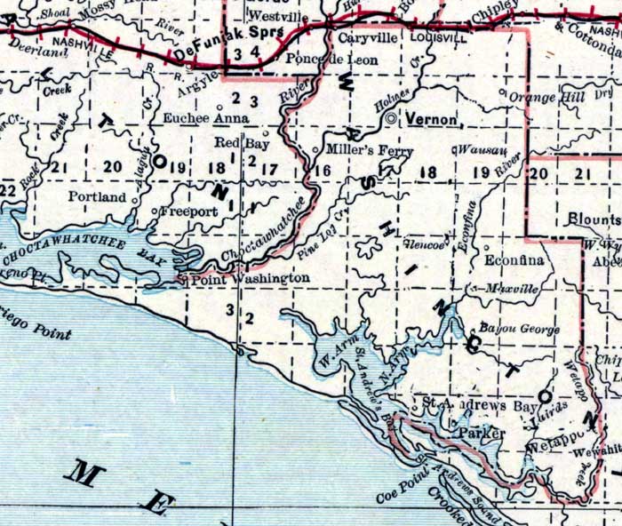 Map of Washington County, Florida, 1890s