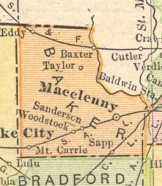 Map of Baker County, Florida, 1910