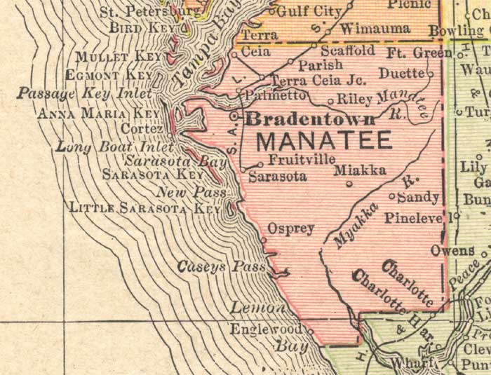 Map of Manatee County, Florida, 1910