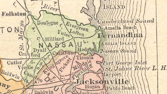 Map of Nassau County, Florida, 1910