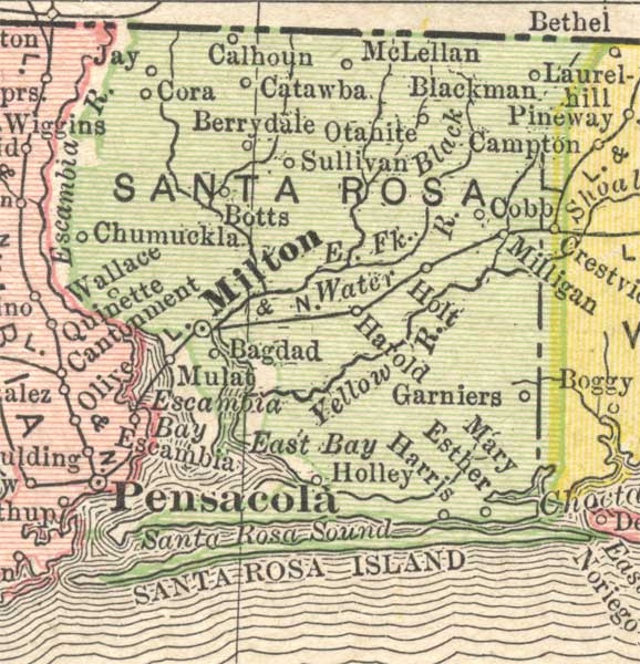 Map of Santa Rosa County, Florida, 1910