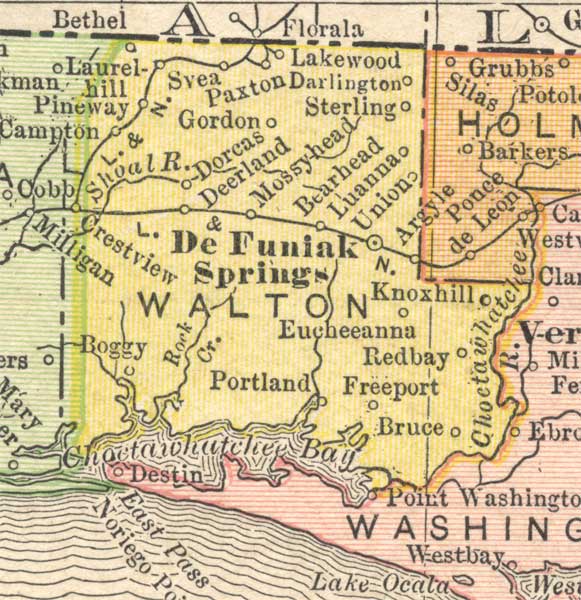 Map of Walton County, Florida, 1910
