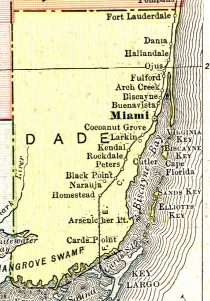 Map of Miami-Dade County, Florida, 1911