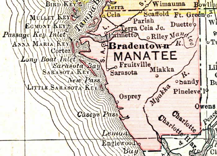 Map of Manatee County, Florida, 1911