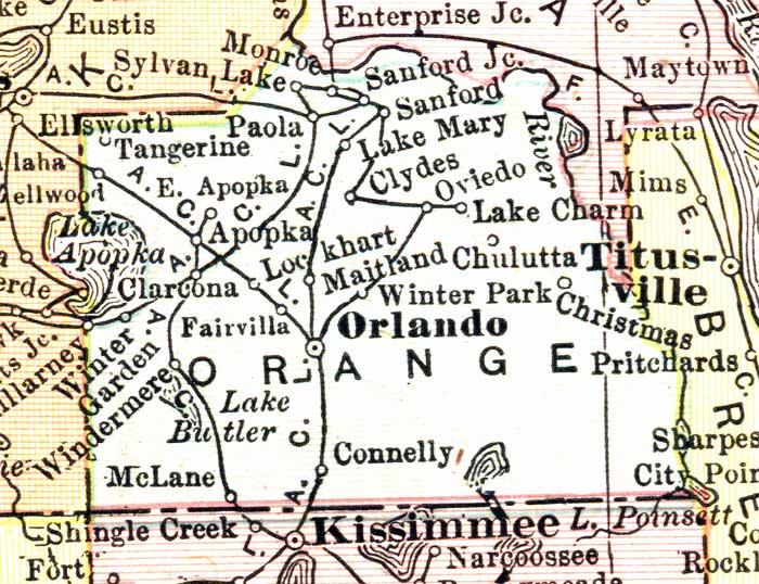 Map of Orange County, Florida, 1911
