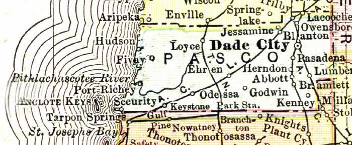 Map of Pasco County, Florida, 1911