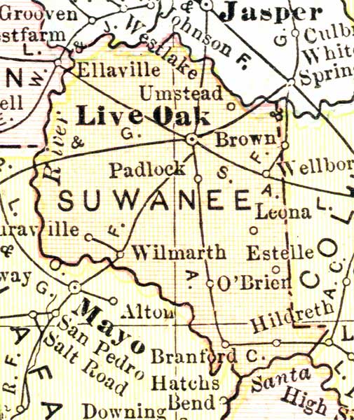 Map of Suwannee County, Florida, 1911
