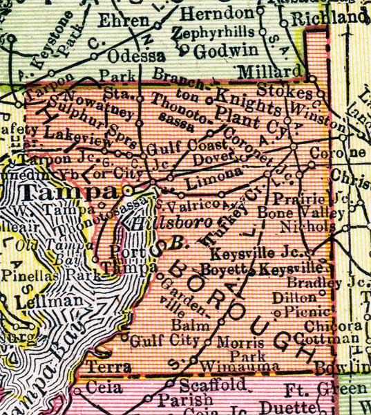 Map of Hillsborough County, Florida, 1917