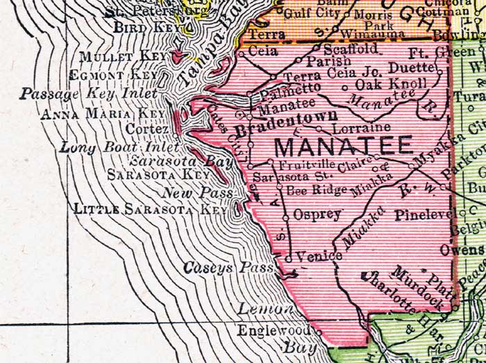 Map of Manatee County, Florida, 1917