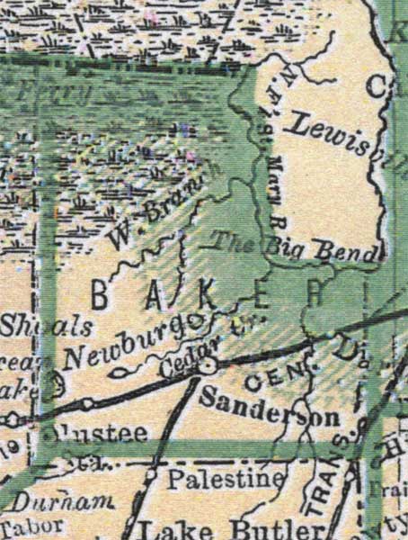 Map of Baker  County, Florida, 1880