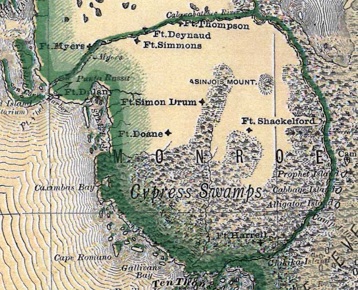 Map of Monroe County, Florida, 1880