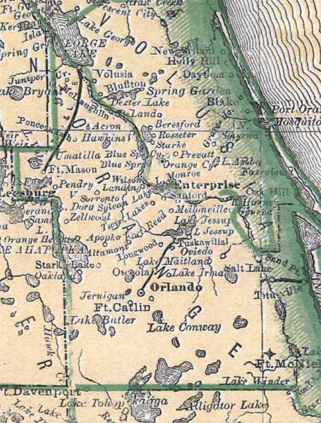 Map of Orange County, Florida, 1880