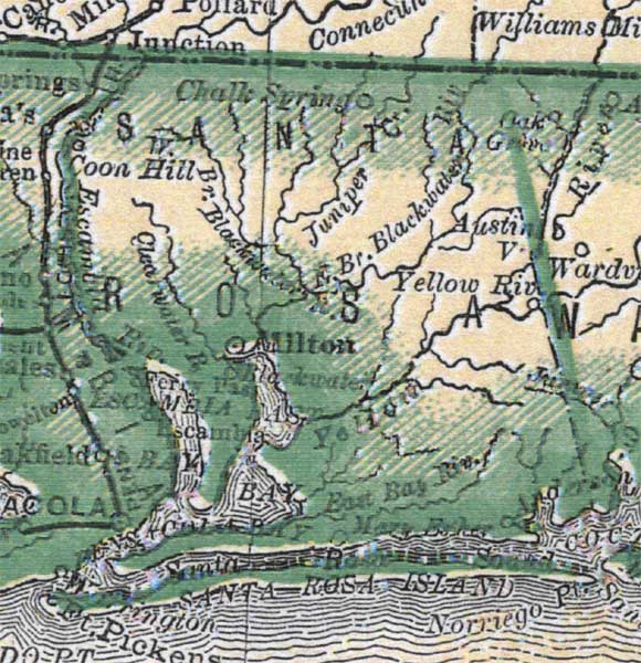 Map of Santa Rosa County, Florida, 1880