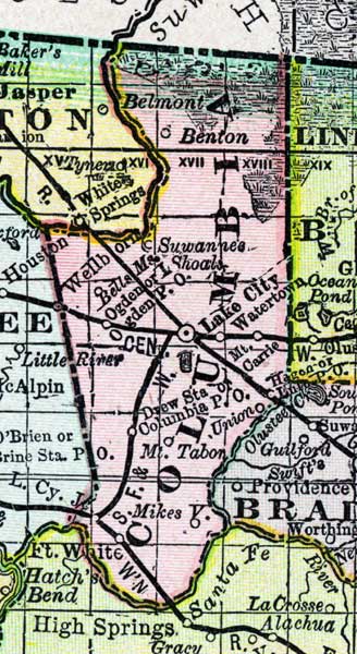 Map of Columbia County, Florida, 1888