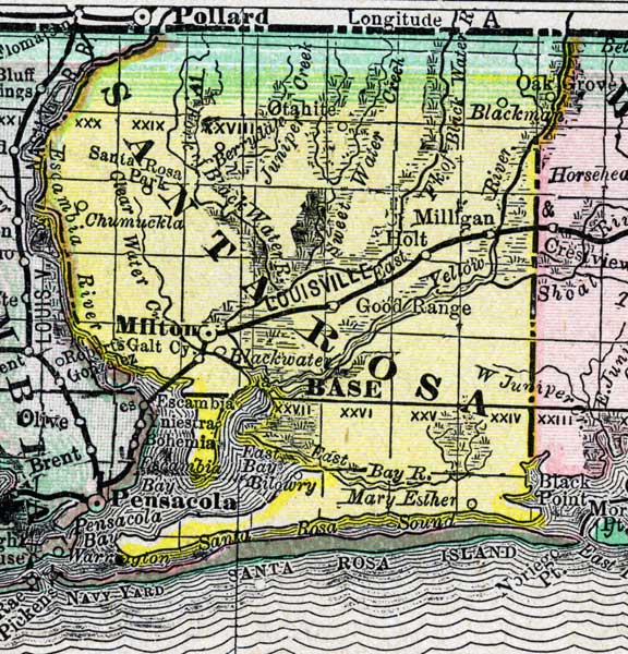 Map of Santa Rosa County, Florida, 1888