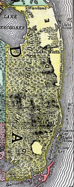 Map of Miami-Dade County, Florida, 1890