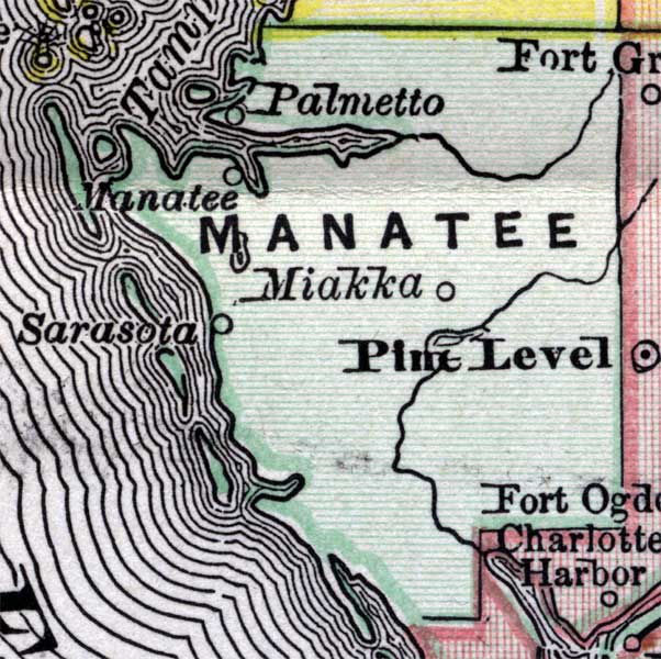 Map of Manatee County, Florida, 1890