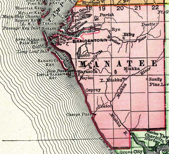 Map of Manatee County, Florida, 1898