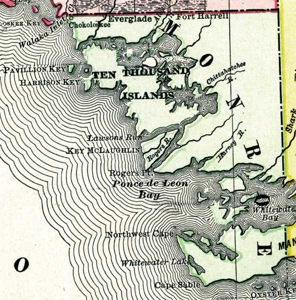 Map of Monroe County, Florida, 1898